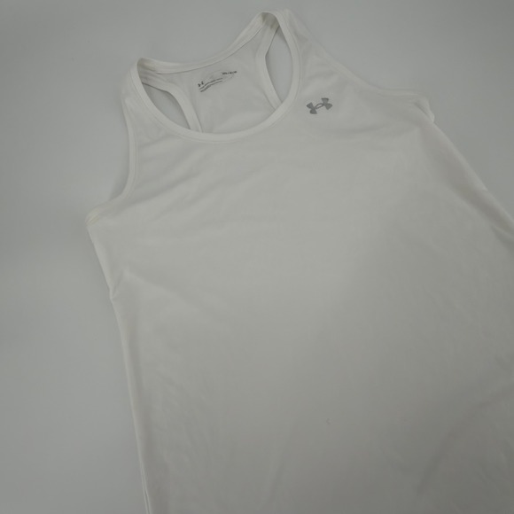 Under Armour White Racerback Tank Top Loose Fit Athletic Workout Women's Medium - Picture 2 of 6